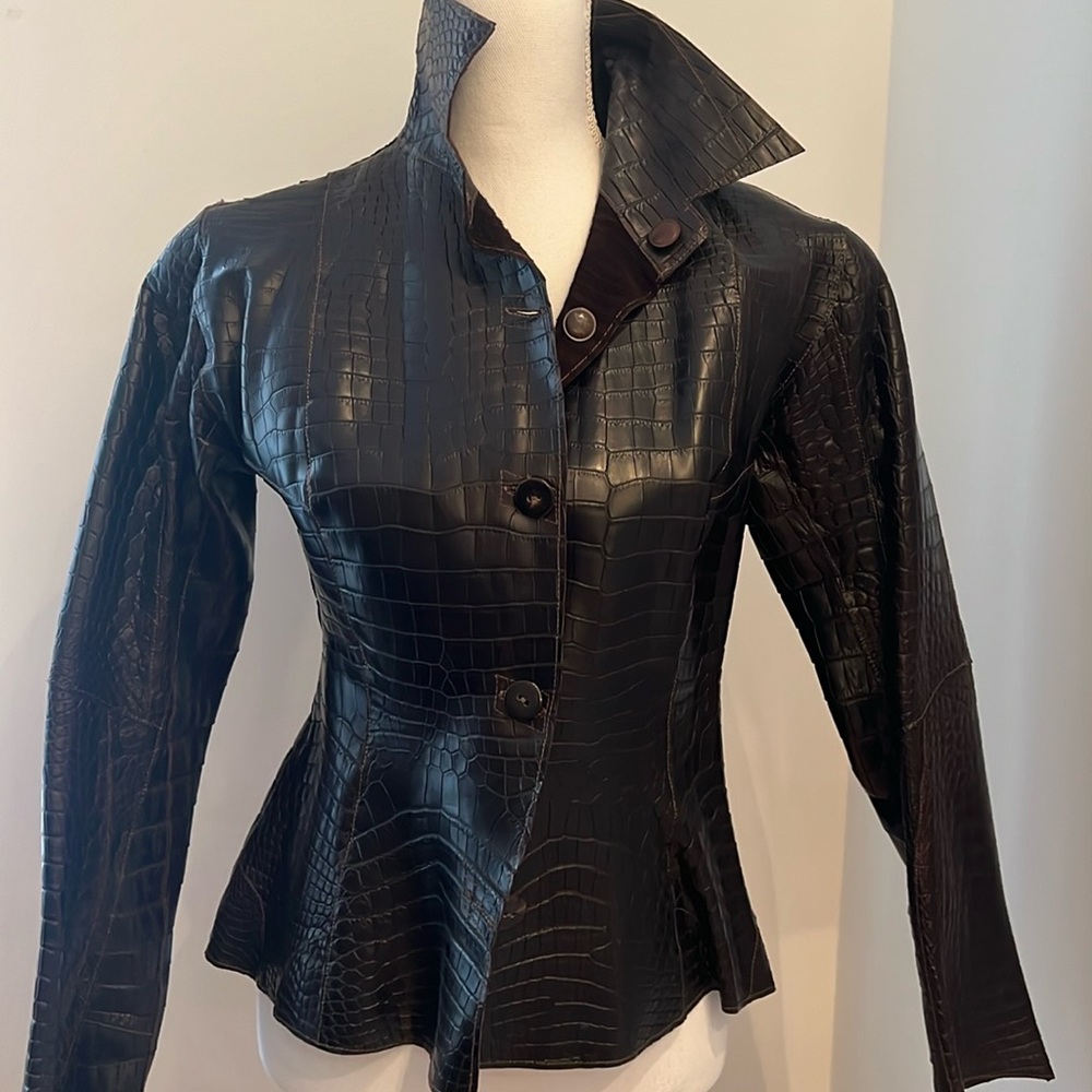 REAL CROC LEATHER JACKET CUSTOM MADE Size Small - Picture 4 of 17